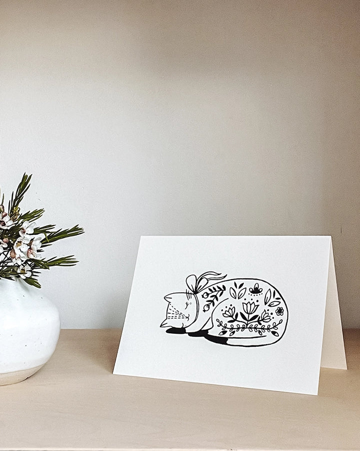 Cat Greeting Card by Flora Waycott