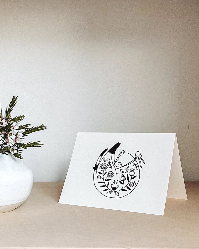 Cat Greeting Card by Flora Waycott