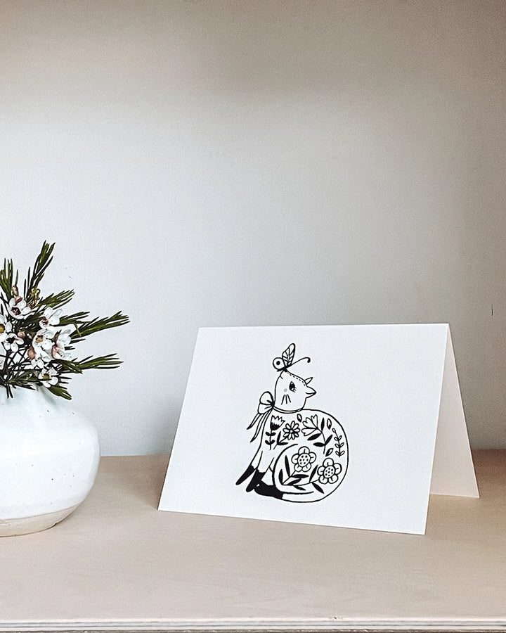 Cat Greeting Card by Flora Waycott