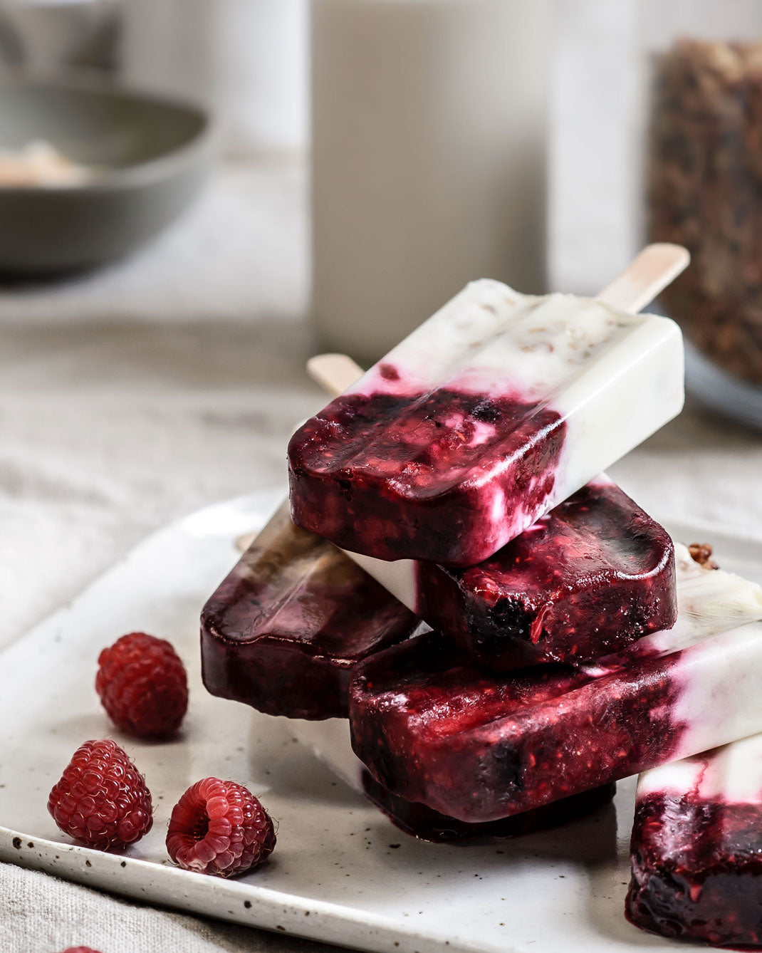 Summer Popsicles with Granola, Berry and Yoghurt