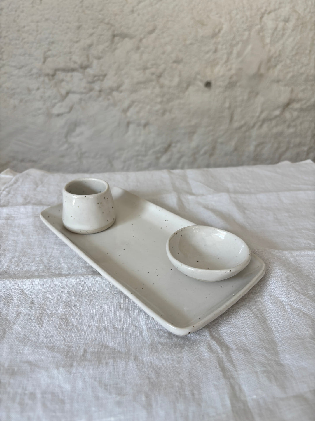 Speckled White Egg Cup Set