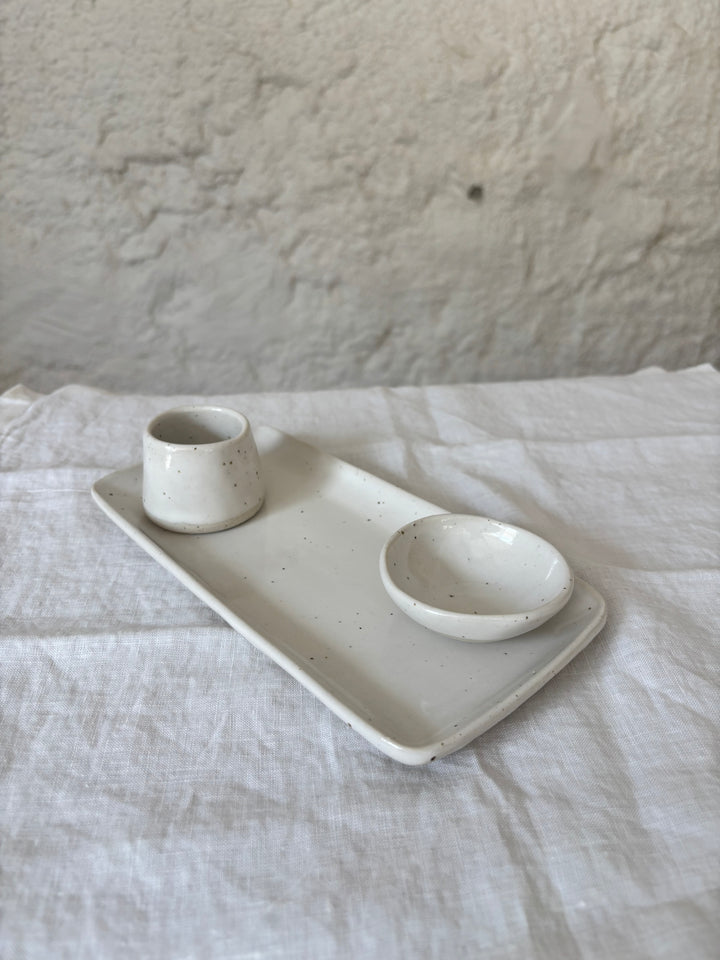 Speckled White Egg Cup Set