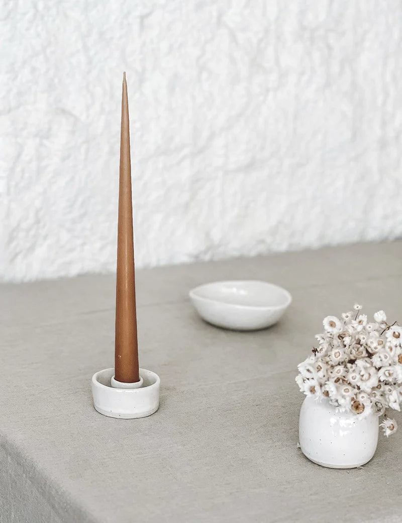 Tapered Candle & Ceramic Candle Holder