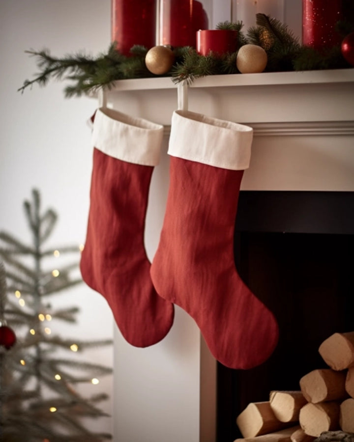 Linen Christmas Stocking