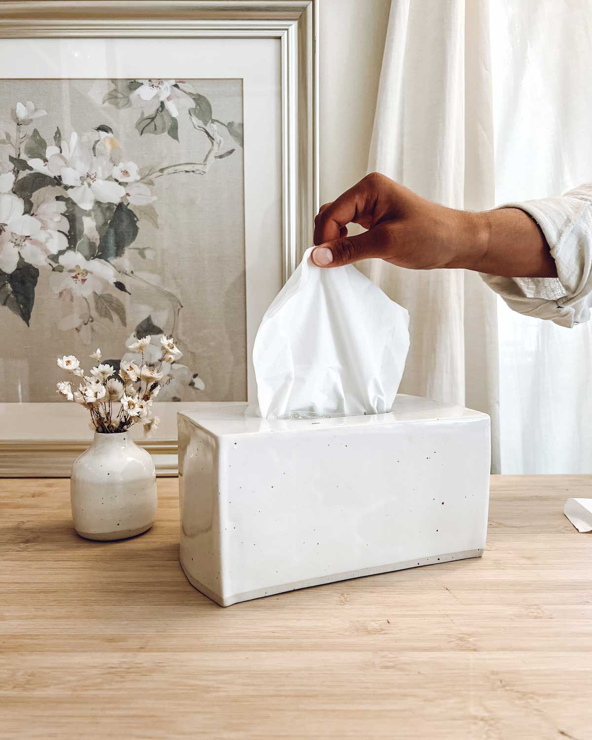 Focus Hospitality White Gloss Ceramic Square Tissue Box Cover
